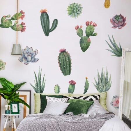 Αυτοκόλλητο τοίχου CACTI AND SUCCULENT PLANTS - Floral - Λουλουδια