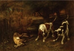 Πινακας σε καμβά GUSTAVE COURBET - HUNTING DOGS WITH DEAD HARE