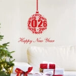 Χριστουγεννιάτικο αυτοκόλλητο τοίχου HAPPY NEW YEAR ORNAMENT