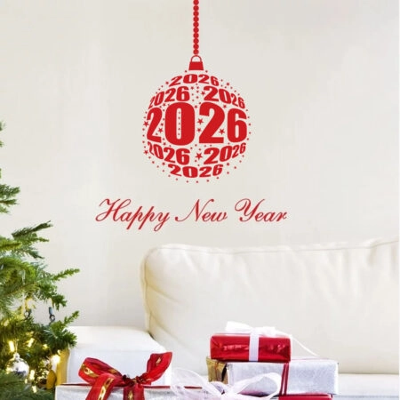 Χριστουγεννιάτικο αυτοκόλλητο τοίχου HAPPY NEW YEAR ORNAMENT - Χριστουγεννιάτικα