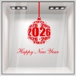 Χριστουγεννιάτικο αυτοκόλλητο HAPPY NEW YEAR ORNAMENT