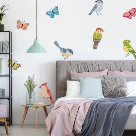 Αυτοκόλλητο τοίχου SET OF COLORFUL BIRDS - Ζωα