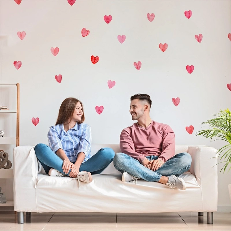 Αυτοκόλλητο τοίχου WATERCOLOR HEARTS
