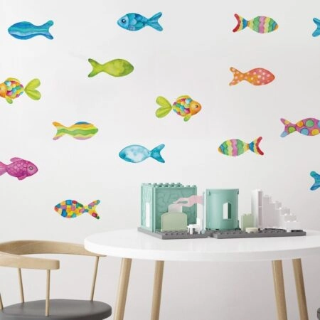 Αυτοκόλλητο τοίχου WATERCOLOR PAINTED FISHES - Mini Sticker sets Sticky 1