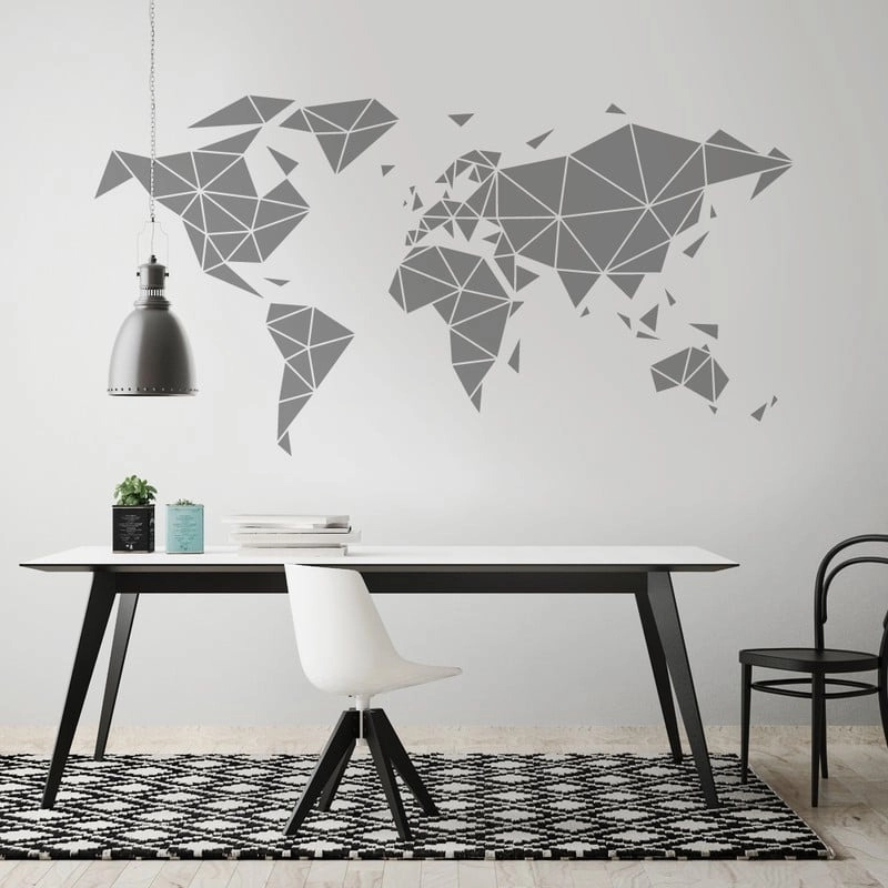 Aυτοκόλλητο τοίχου WORLD MAP TRIANGLES