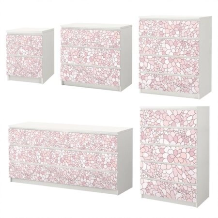 Αυτοκόλλητο Συρταριέρας ABSTRACT PINK FLOWERS - Αυτοκολλητα επιπλων