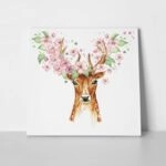 Πίνακας σε καμβά BEAUTIFUL DEER SPRING FLOWERS