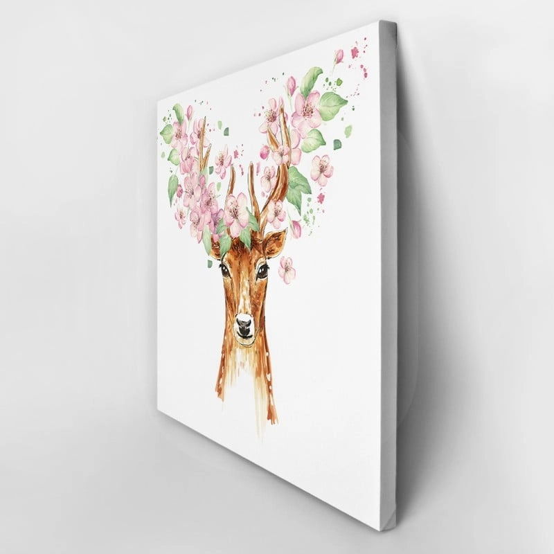 Πίνακας σε καμβά BEAUTIFUL DEER SPRING FLOWERS
