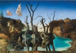 Πίνακας σε καμβά DALI - SWANS REFLECTING ELEPHANTS