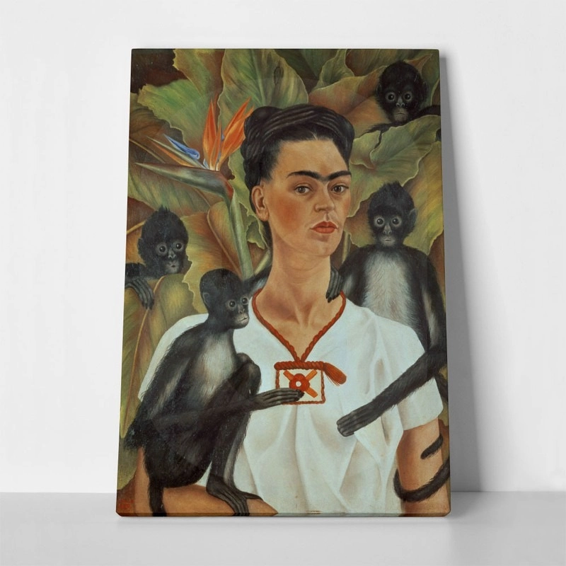 Πίνακας σε καμβά FRIDA KAHLO SELF PORTRAIT WITH MONKEYS
