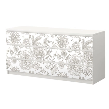 Αυτοκόλλητο Συρταριέρας GRAY VINTAGE FLOWERS - Αυτοκολλητα επιπλων Sticky 5