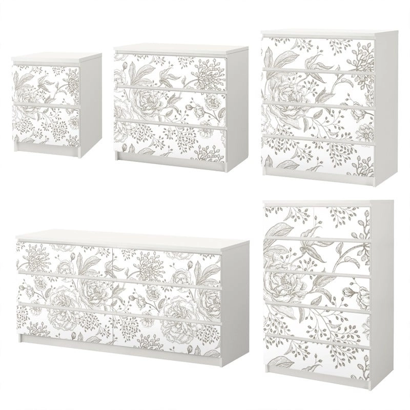 Αυτοκόλλητο Συρταριέρας GRAY VINTAGE FLOWERS