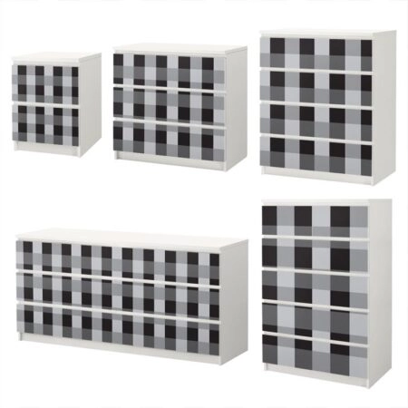 Αυτοκόλλητο Συρταριέρας GREY CHECKER