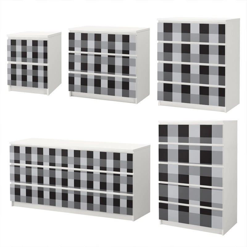 Αυτοκόλλητο Συρταριέρας GREY CHECKER