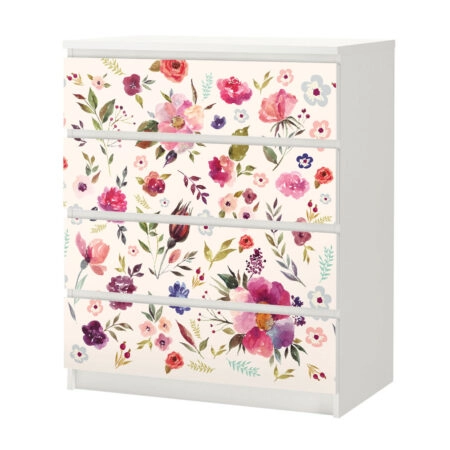 Αυτοκόλλητο Συρταριέρας WATERCOLOR FLORAL - Αυτοκολλητα επιπλων Sticky 3