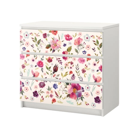 Αυτοκόλλητο Συρταριέρας WATERCOLOR FLORAL - Αυτοκολλητα επιπλων Sticky 2