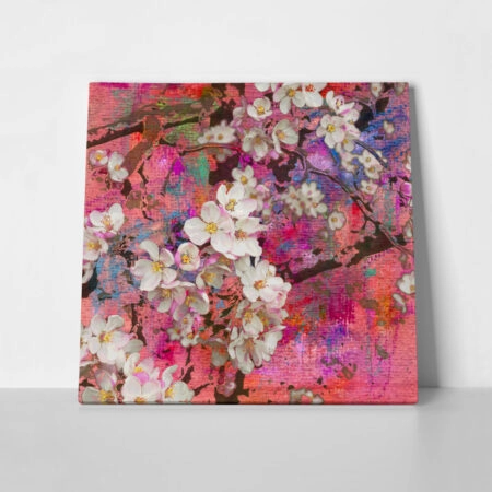 Πίνακας Τετράγωνος PINK BLOSSOMING APPLE - Ανθη Δεντρων
