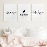 Σετ Τριπτυχος Πινακας σε καμβά COUPLE HEART DATE