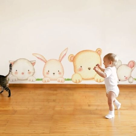 Αυτοκόλλητο τοίχου CUTE WATERCOLOR ANIMAL FRIENDS - Βρεφικα & Παιδικά