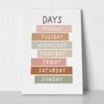 Πινακας σε καμβά DAYS OF THE WEEK