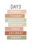 Πινακας σε καμβά DAYS OF THE WEEK