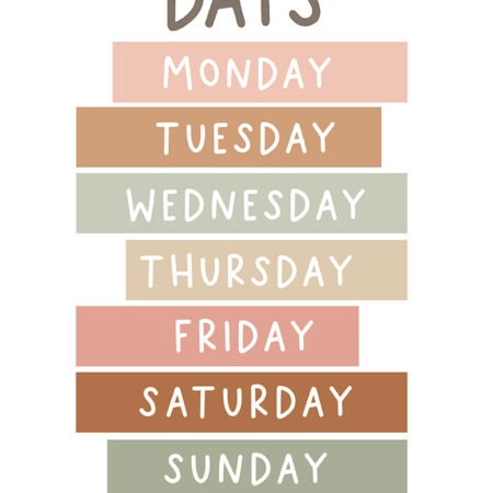 Πινακας σε καμβά DAYS OF THE WEEK - Παιδικοι και set Sticky 5