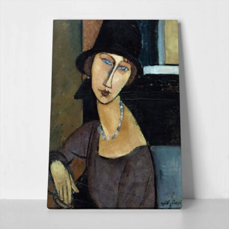 Πινακας σε καμβά MODIGLIANI - JEANNE HEBUTERNE WITH HAT AND NECKLACE - Modigliani Amedeo Sticky 1