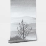Αυτοκόλλητη Ταπετσαρία τοίχου MOUNTAINS AND TREE IN THE FOG