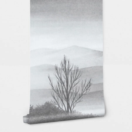 Αυτοκόλλητη Ταπετσαρία τοίχου MOUNTAINS AND TREE IN THE FOG - Τοπία Sticky 2