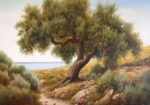 Πινακας σε καμβά OLIVE PATH TO THE SEA