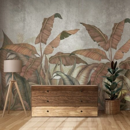 Αυτοκόλλητη Ταπετσαρία τοίχου TROPICAL LEAVES ON CONCRETE - Tropical