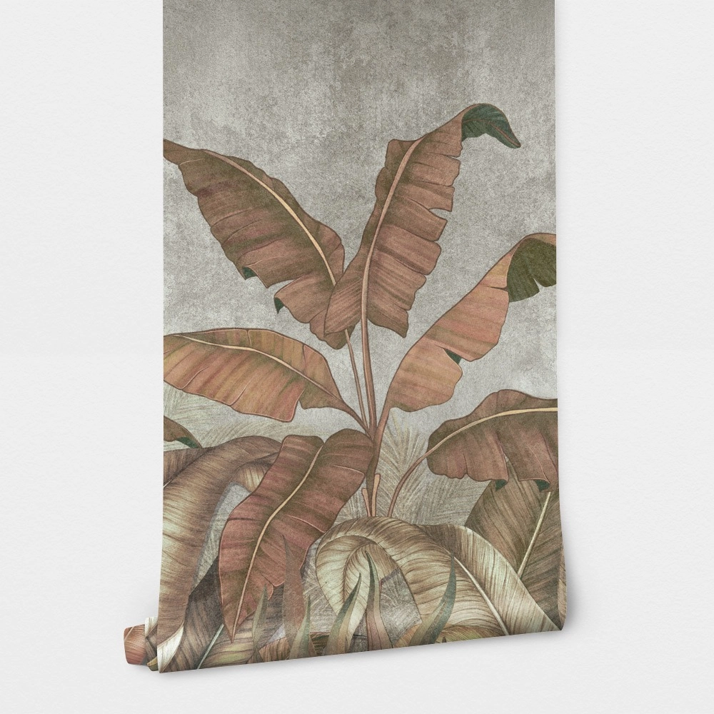 Αυτοκόλλητη Ταπετσαρία τοίχου TROPICAL LEAVES ON CONCRETE