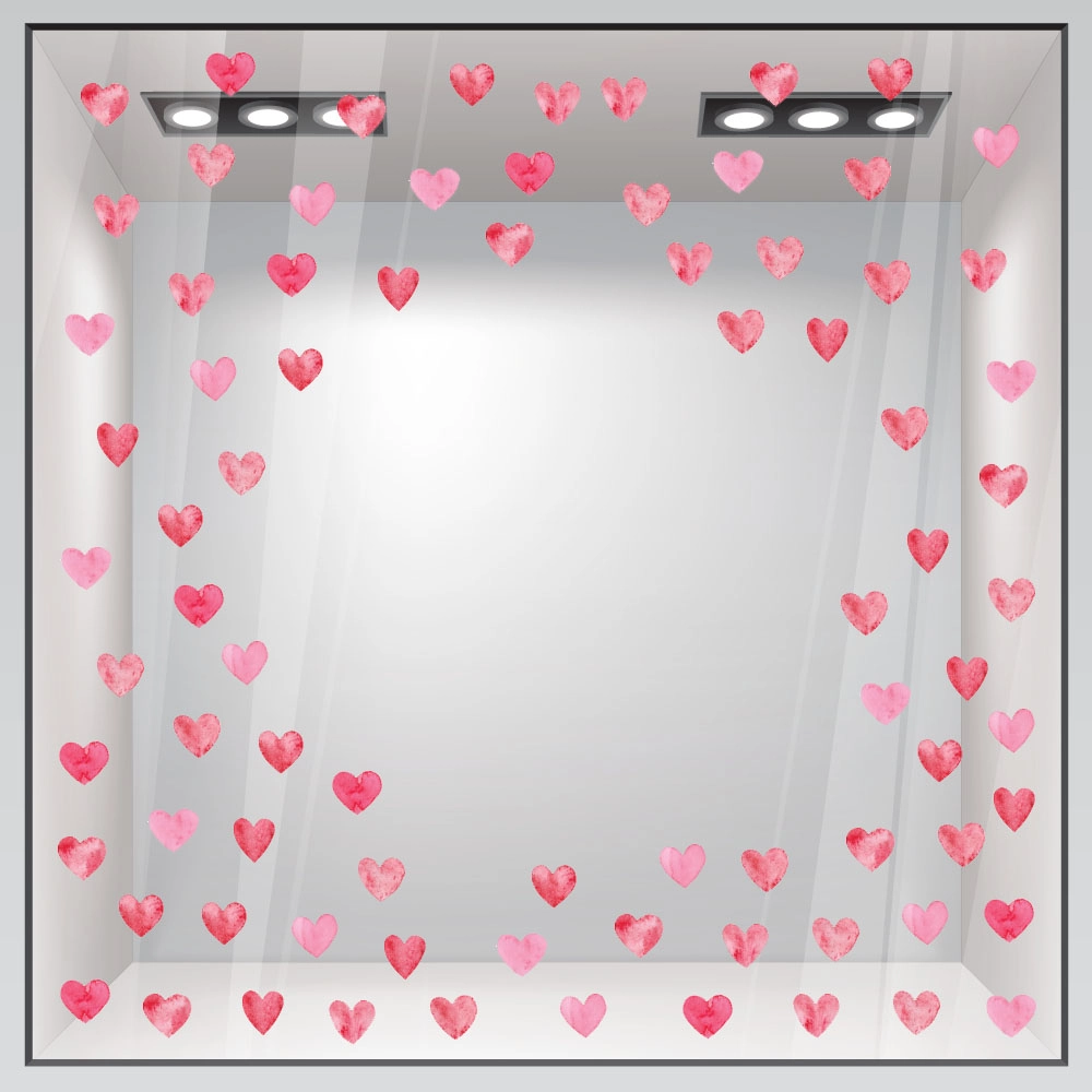 Αυτοκόλλητο βιτρίνας WATERCOLOR HEARTS