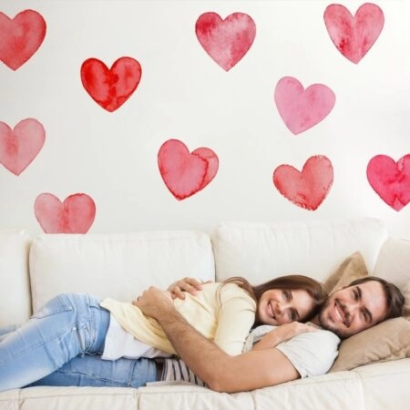 Αυτοκόλλητο τοίχου WATERCOLOR HEARTS BIG - Αυτοκολλητα Τοιχου