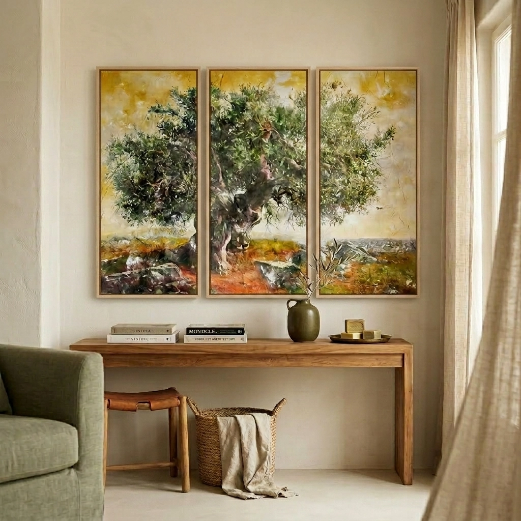 Τρίπτυχος Πινακας OLIVE TREE PAINTING