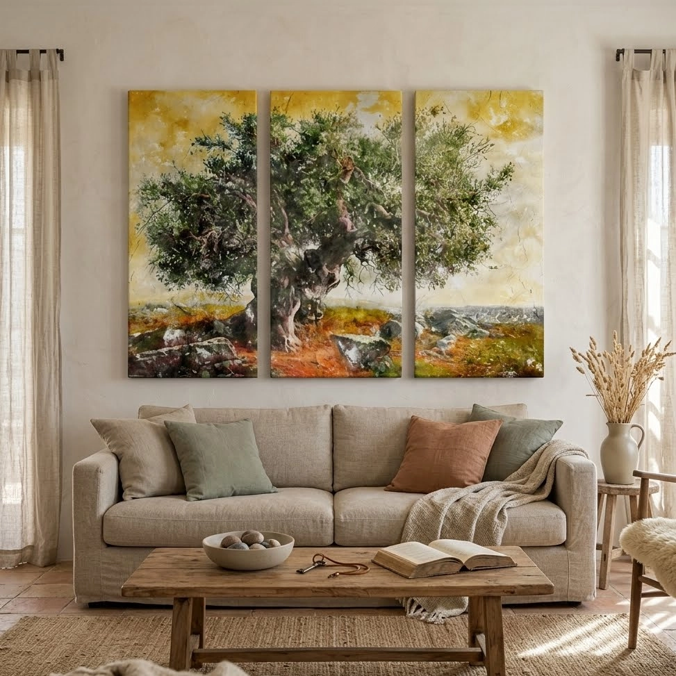 Τρίπτυχος Πινακας OLIVE TREE PAINTING
