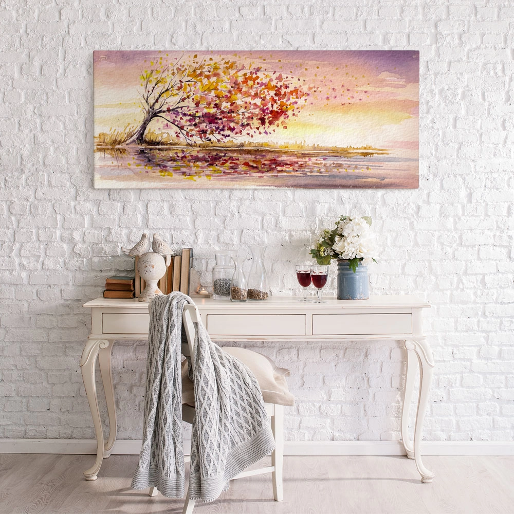 Πίνακας Πανοραμικός σε καμβά AUTUMN TREE IN WIND