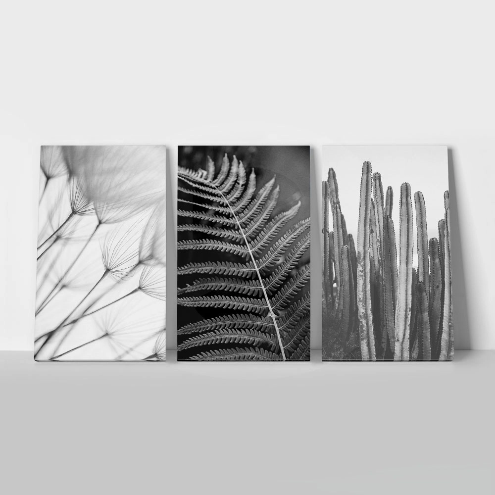 Σετ Τριπτυχος Πινακας σε καμβά BLACK AND WHITE ABSTRACT CONCEPT