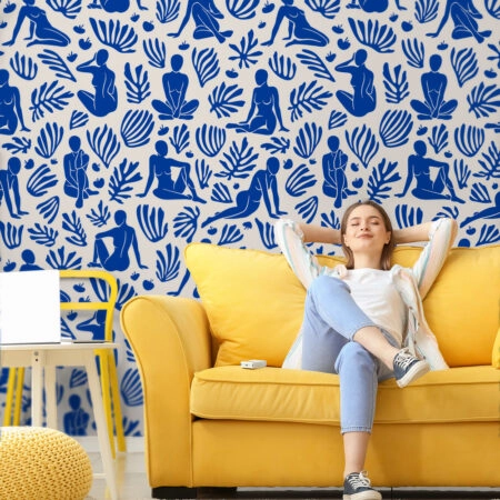 Αυτοκόλλητη Ταπετσαρία τοίχου BLEU MATISSE FIGURES - Μοτίβα