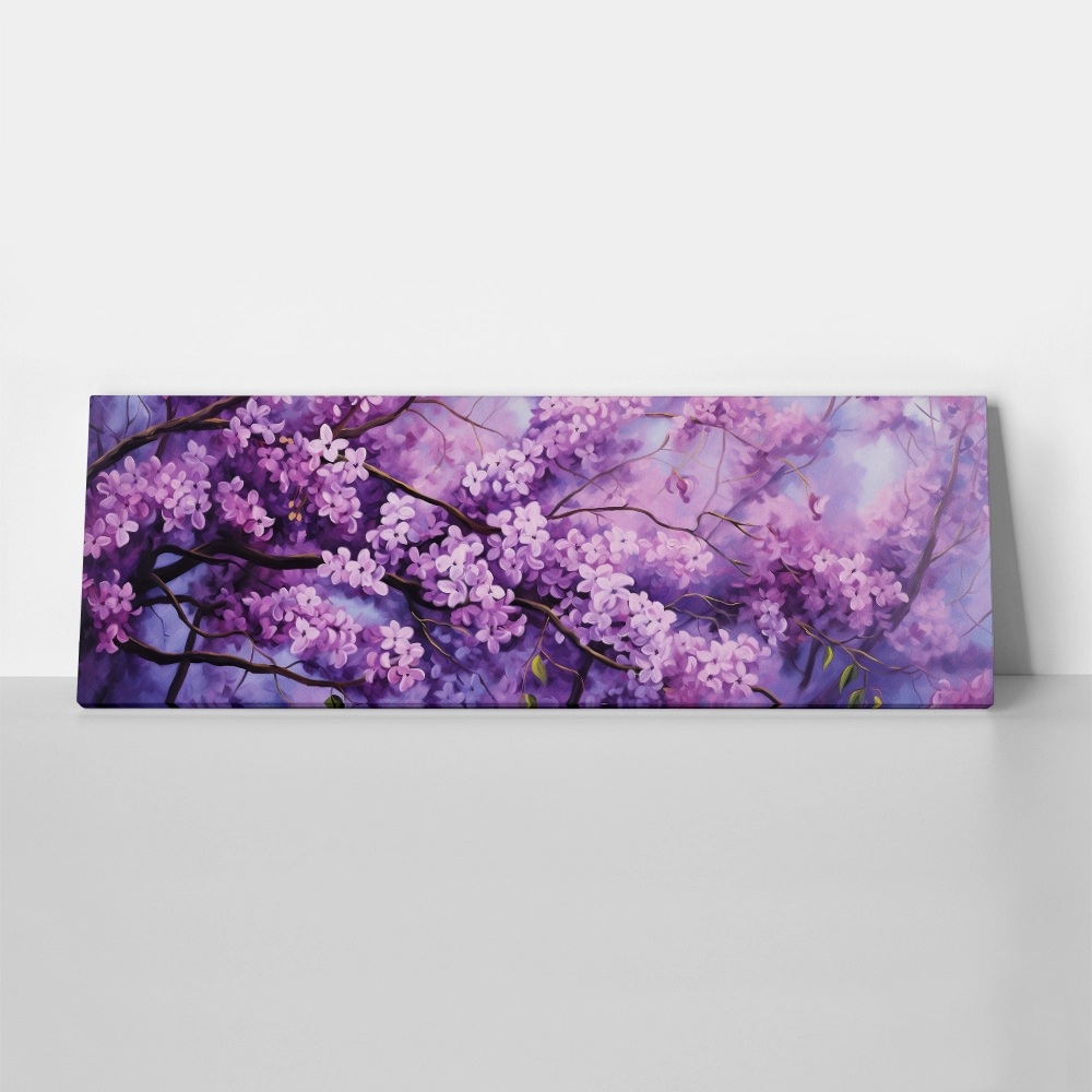 Πίνακας Πανοραμικός σε καμβά BLOSSOMING TREE WITH VIOLET FLOWERS
