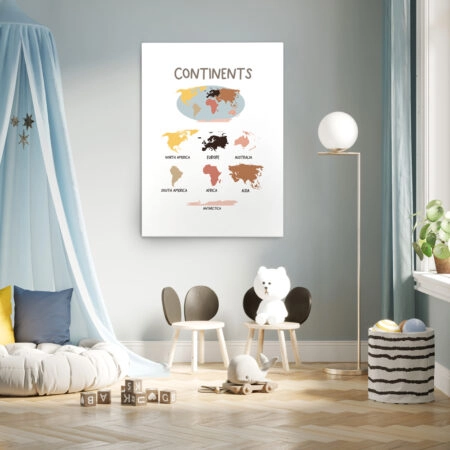 Πινακας σε καμβά CONTINENTS - Παιδικοι και set