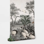 Αυτοκόλλητη Ταπετσαρία τοίχου CRANES IN FOREST PAINTING