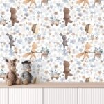 Αυτοκόλλητη Ταπετσαρία τοίχου CUTE FLOWER ANIMALS