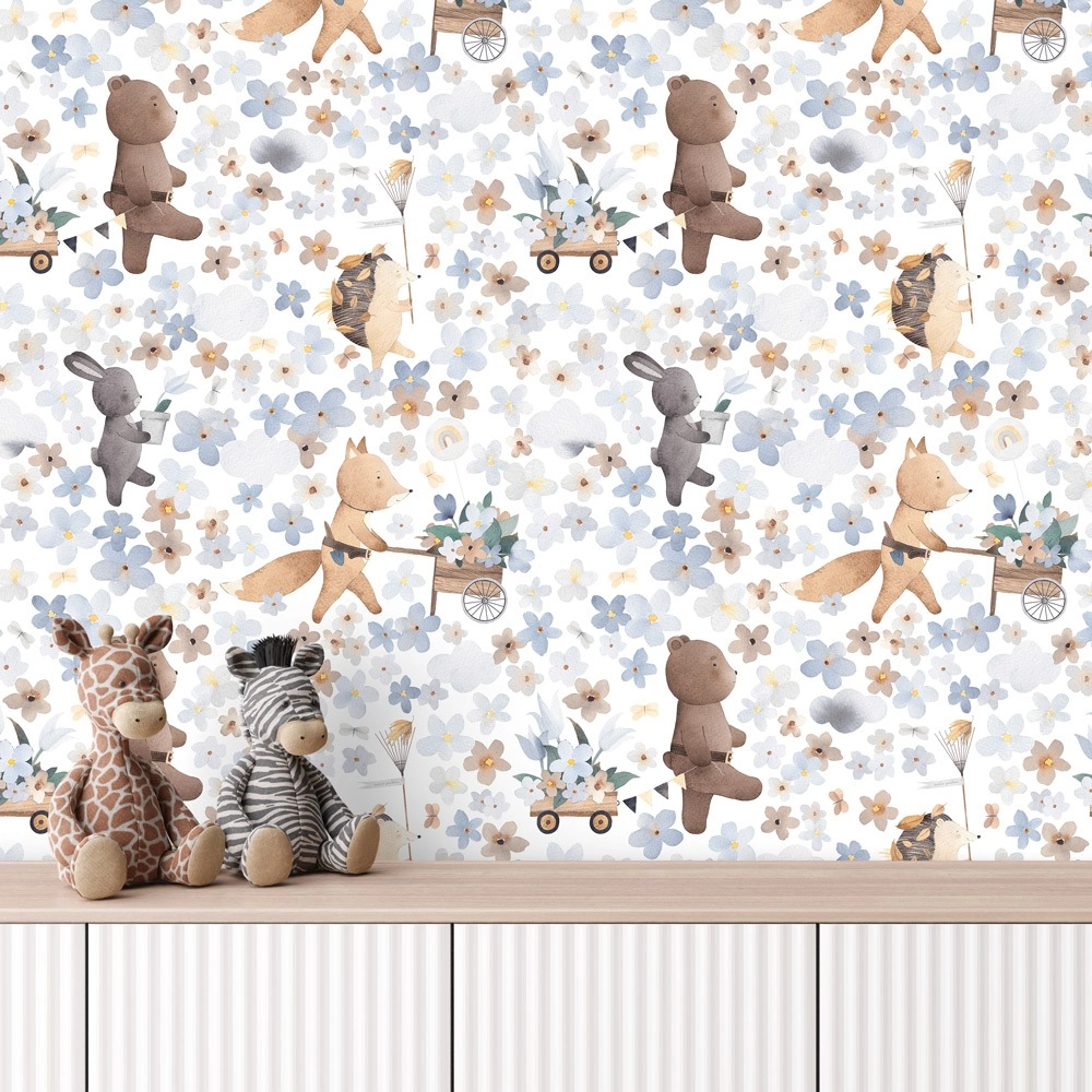 Αυτοκόλλητη Ταπετσαρία τοίχου CUTE FLOWER ANIMALS