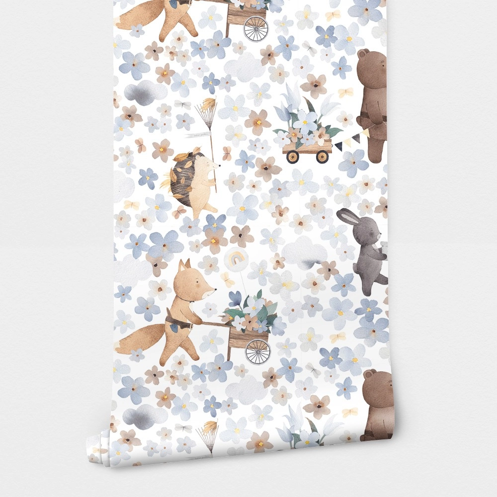 Αυτοκόλλητη Ταπετσαρία τοίχου CUTE FLOWER ANIMALS