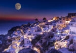 Πινακας σε καμβά FULL MOON OVER SANTORINI