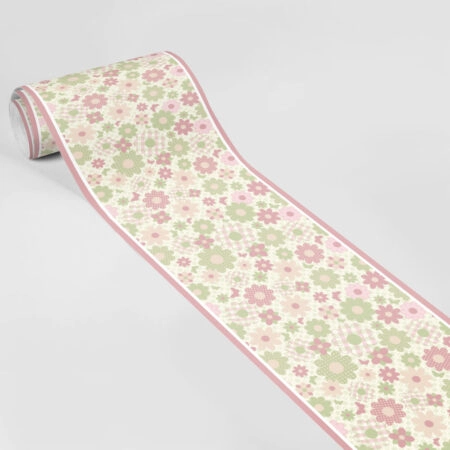 Μπορντούρα τοίχου GREEN AND PINK FLOWERS - Floral Μπορντουρες