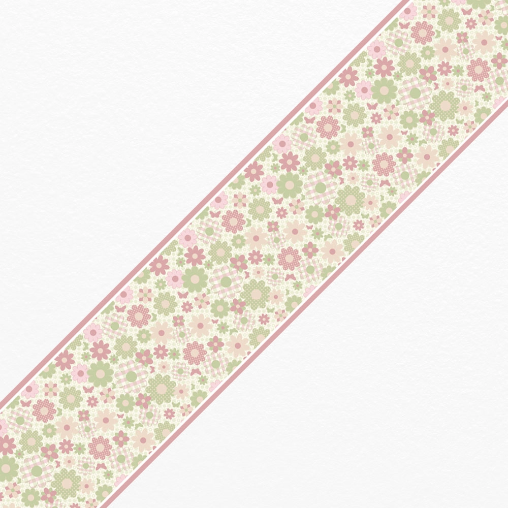 Μπορντούρα τοίχου GREEN AND PINK FLOWERS