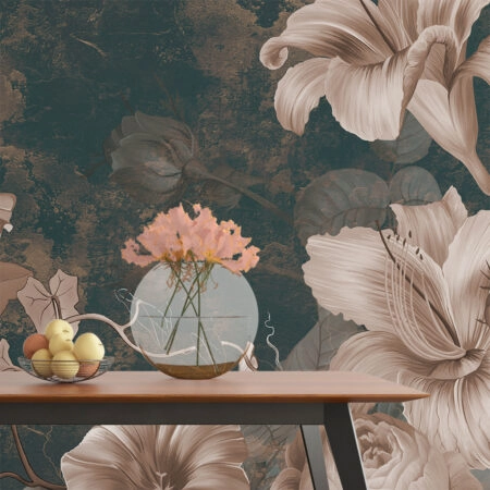 Αυτοκόλλητη Ταπετσαρία τοίχου HORN FLOWERS PAINTING - Floral - Λουλουδια Sticky 1