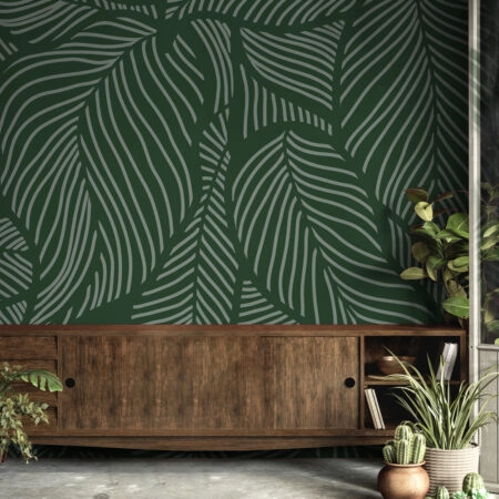Αυτοκόλλητη Ταπετσαρία τοίχου MINIMAL GREEN LEAVES - Tropical